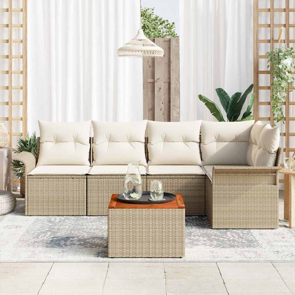 Garten-Sofa-Set 6 pcs Beige und Creme 55 x 55 x 37 cm